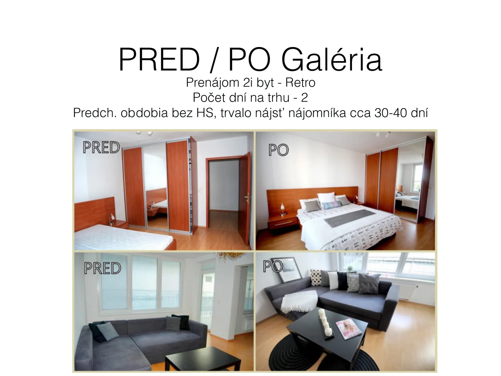Prenájom 2-izbového bytu, Retro: fotky pred a po home stagingu