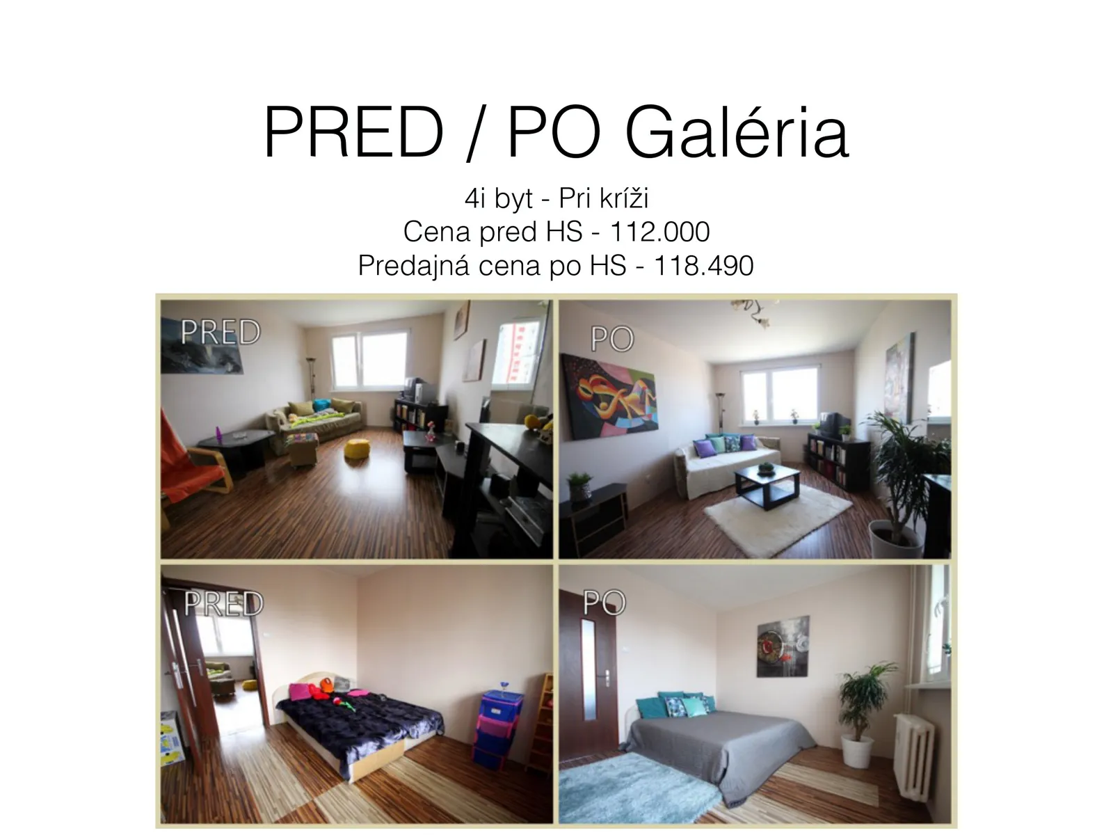 Predaj 4-izbového bytu, Pri kríži: fotky pred a po home stagingu